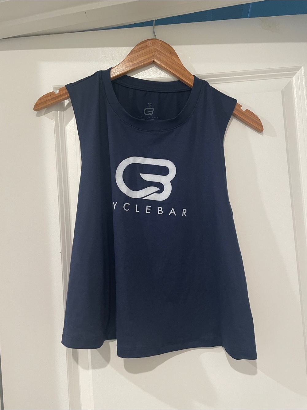 Cyclebar Navy Muscle Tank with logo xl